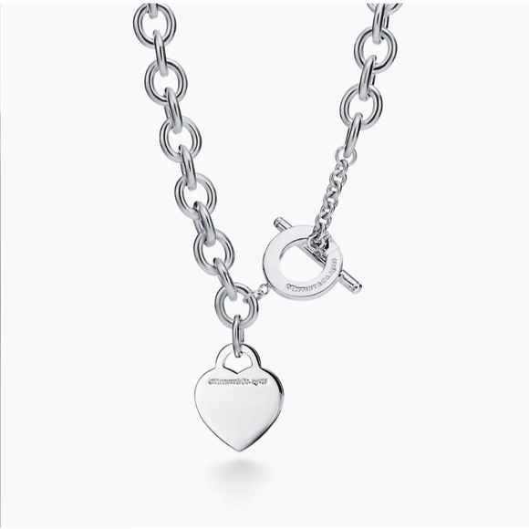 NEW Tiffany!! Heart tag noggle necklace..sterling silver, fits up to 16". - Picture 1 of 6
